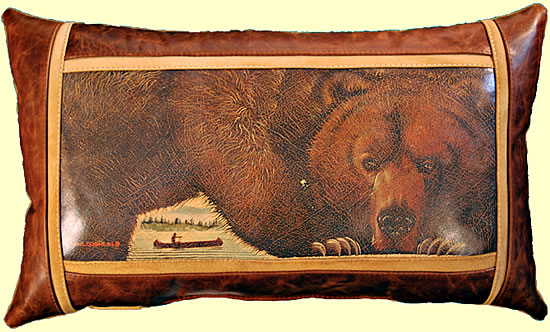 <b><i>Big Bad Bear</i> Leather Bolster $245</b>