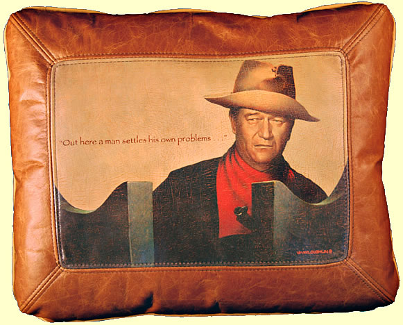 <b><i>"The American" </i><br>Tan Leather Pillow $245</b>